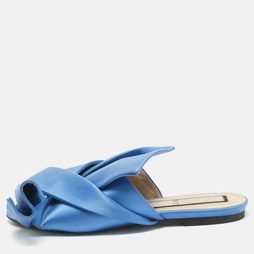 N21 Blue Knotted Satin Flat Slides Size 39 - N21 - Modalova