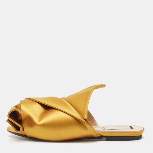 N21 Yellow Satin Raso Knot Flat Slides Sizes 37 - N21 - Modalova