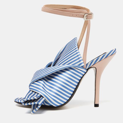 N21 Tricolor Striped Satin and Leather Knotted Ankle Strap Sandals Size 37.5 - N21 - Modalova