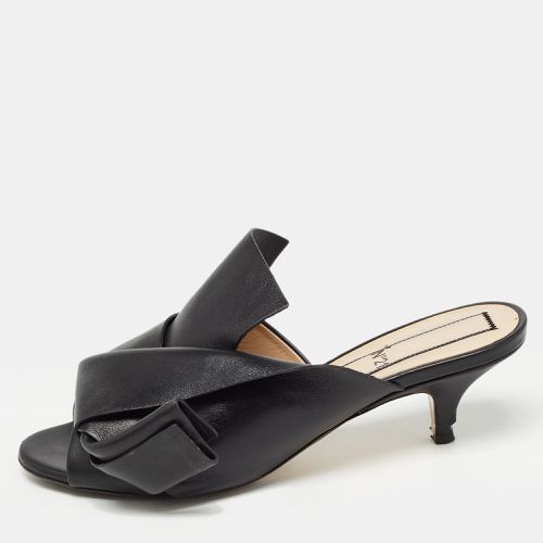 N21 Black Leather Knot Slide Sandals Size 37 - N21 - Modalova