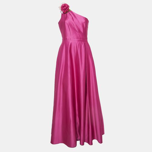 Notte By Marchesa Pink Duchess Satin Floral Applique One Shoulder Gown M - Notte By Marchesa - Modalova