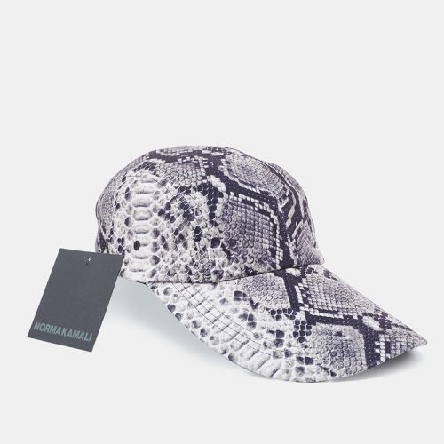 Norma Kamali Black/White Python Print Poly Lycra Long Bill Baseball Cap One Size - Norma Kamali - Modalova