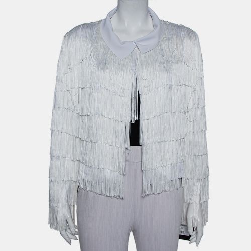 Knit Fringed Open Front Collared Jacket M - Norma Kamali - Modalova