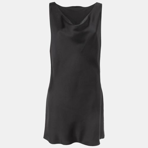 Norma Kamali Black Satin Cowl Neck Mini Dress L - Norma Kamali - Modalova