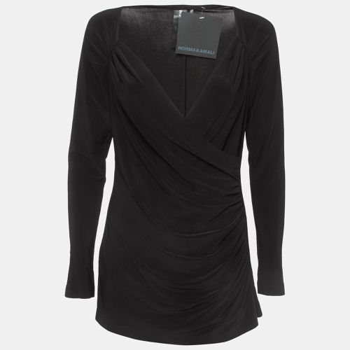 Norma Kamali Black Draped Jersey Long Sleeve Top L - Norma Kamali - Modalova