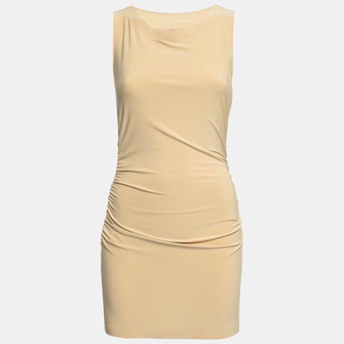 Norma Kamali Beige Jersey Ruched Mini Dress S - Norma Kamali - Modalova