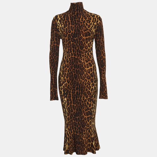 Norma Kamali Brown Leopard Jersey Midi Fishtail Dress M - Norma Kamali - Modalova