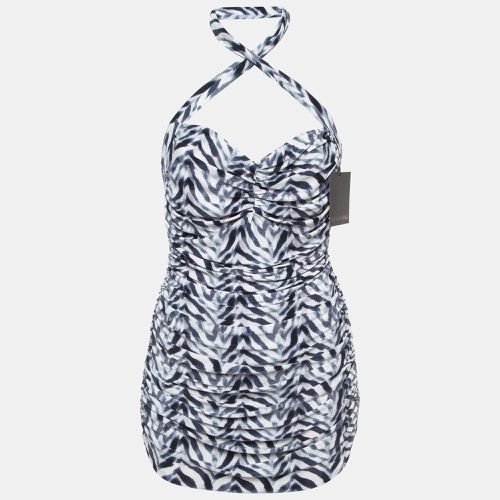 Norma Kamali White Chevron Zebra Print Jersey Bill Mio Swimsuit XL - Norma Kamali - Modalova