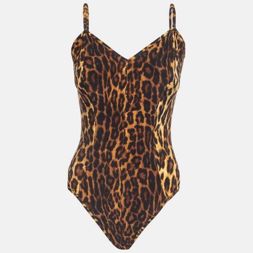 Norma Kamali Beige Leopard Print Strappy Wonderwoman Mio Swimsuit XL - Norma Kamali - Modalova