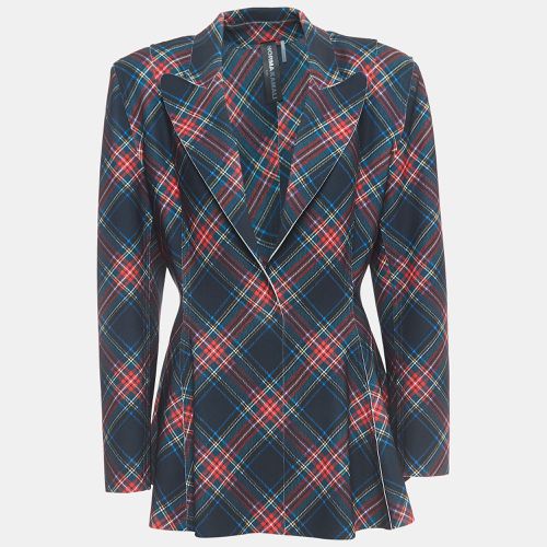 Norma Kamali Multicolor Plaid Jersey Peplum Jacket L - Norma Kamali - Modalova