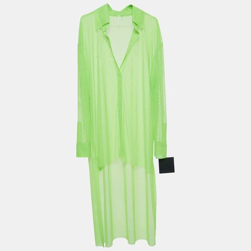 Norma Kamali Green Tulle Hi Low Sheer Oversized Shirt M - Norma Kamali - Modalova