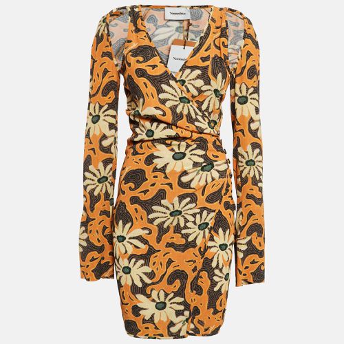 Nanushka Orange Floral Print Crepe Cut-Out Detail Ira Mini Dress XS - Nanushka - Modalova