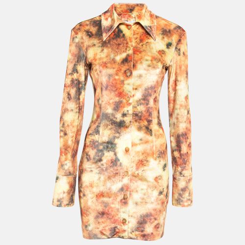 Nanushka Orange Abstract Floral Print Stretch Velvet Mini Dress S - Nanushka - Modalova