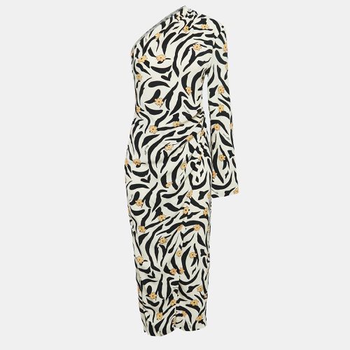 Nanushka Cream Floral Animal Print Crepe One-Shoulder Midi Wrap Dress XS - Nanushka - Modalova