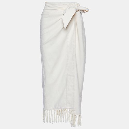 Nanushka Cream Cotton Randi Fringed Wrap Skirt M - Nanushka - Modalova