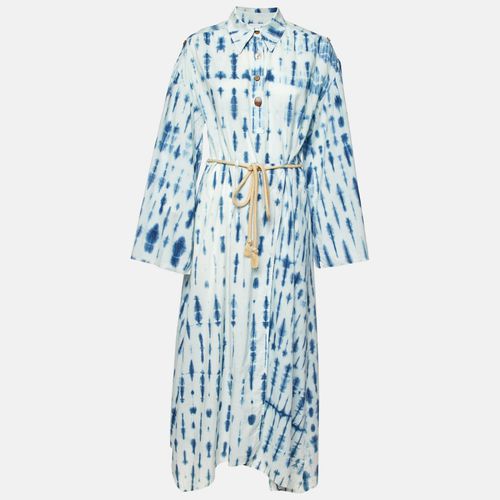 Nanushka Blue Tie-Dye Print Cotton Belted Long Dress XS - Nanushka - Modalova