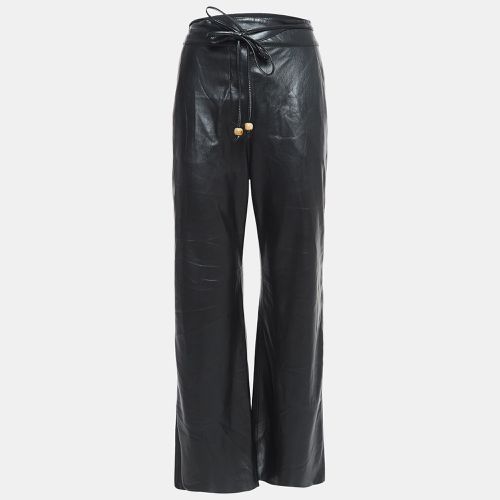 Nanushka Black Faux Leather Tie-Up Waist Trousers S - Nanushka - Modalova