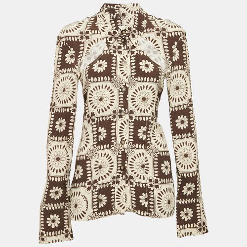 Nanushka Brown/Beige Floral Print Crepe Cutout Shirt S - Nanushka - Modalova