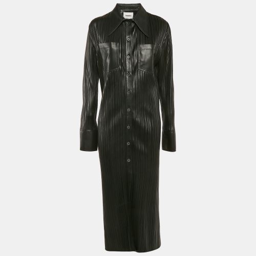 Nanushka Black Faux Leather Fitted Midi Shirt Dress XL - Nanushka - Modalova