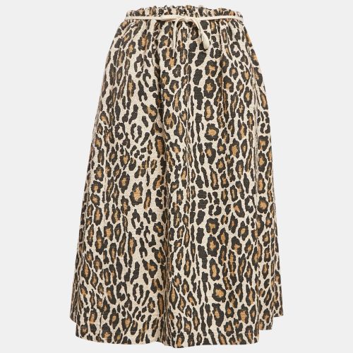 Nanushka Brown Leopard Print Cotton Canvas Knee Length Skirt S - Nanushka - Modalova