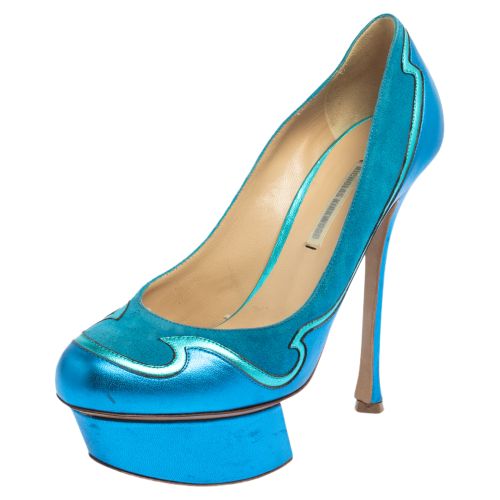 Nicholas Kirkwood Blue Suede And Leather Platform Pumps Size 36.5 - Nicholas Kirkwood - Modalova