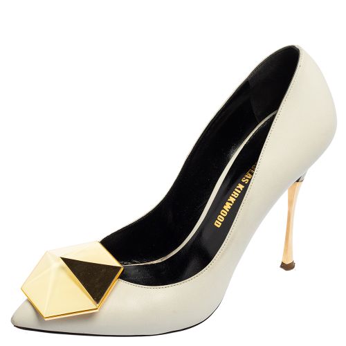 Nicholas Kirkwood White Leather Hexagon Pointed Toe Pumps Size 37.5 - Nicholas Kirkwood - Modalova