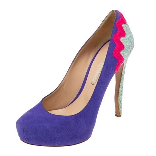 Nicholas Kirkwood Tricolor Suede And Glitters Platform Pumps Size 37 - Nicholas Kirkwood - Modalova