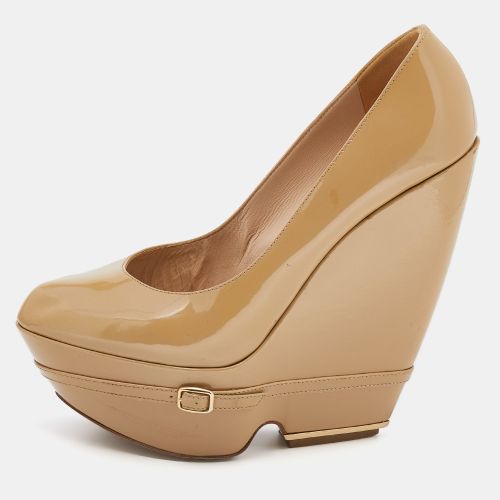 Nicholas Kirkwood Beige Patent Leather Wedge Platform Pumps Size 38.5 - Nicholas Kirkwood - Modalova