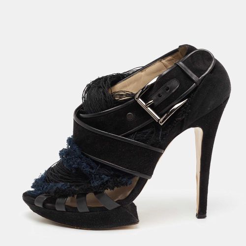 Nicholas Kirkwood Black/Blue Suede And Fabric Criss Cross Platform Sandals Size 39.5 - Nicholas Kirkwood - Modalova