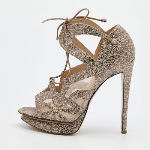 Nicholas Kirkwood Brown/Beige Leather and Mesh Lace Up Platform Sandals Size 37 - Nicholas Kirkwood - Modalova