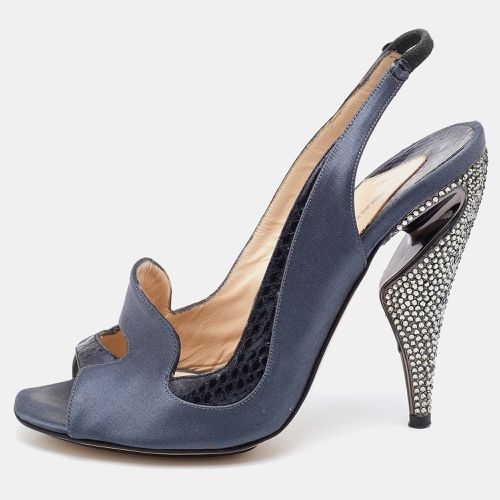 Nicholas Kirkwood Grey Satin and Python Embossed Leather Slingback Pumps Size 38 - Nicholas Kirkwood - Modalova