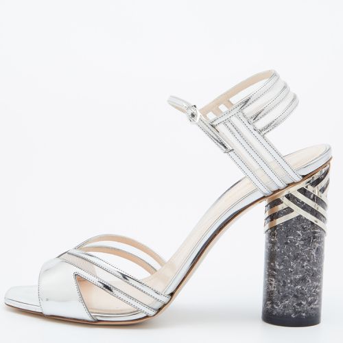 Nicholas Kirkwood Silver Mesh/Patent Leather Zaha Ultra Slingback Sandals Size 40 - Nicholas Kirkwood - Modalova