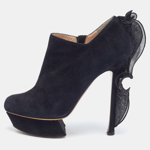 Nicholas Kirkwood Black Suede Ruffle Trimmed Platform Pumps Size 40 - Nicholas Kirkwood - Modalova