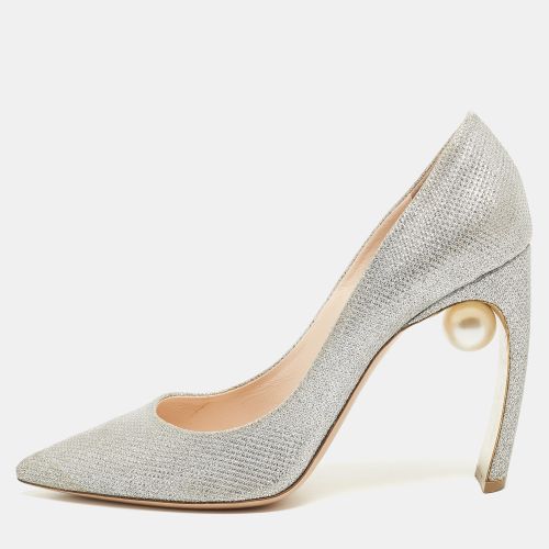 Nicholas Kirkwood Silver Glitter Lace Pearl Embellished Pointed Toe Pumps Size 40 - Nicholas Kirkwood - Modalova