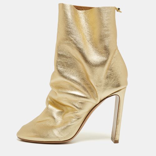 Nicholas Kirkwood Metallic Gold Foil Leather D'arcy Ruched Ankle Booties Size 38.5 - Nicholas Kirkwood - Modalova