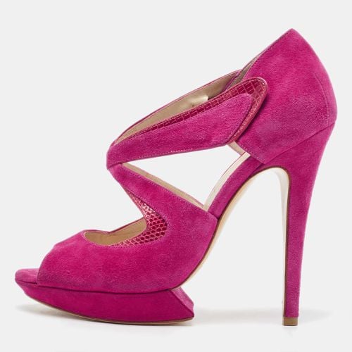 Nicholas Kirkwood Pink Suede And Lizard Embossed Platform Sandals Size 39 - Nicholas Kirkwood - Modalova