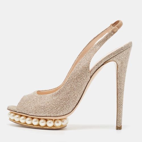 Nicholas Kirkwood Metallic Lurex Fabric Pearl Embellished Platform Slingback Sandals Size 40 - Nicholas Kirkwood - Modalova