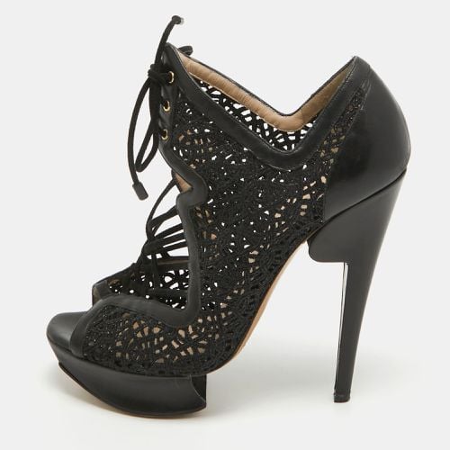 Nicholas Kirkwood Black Mesh and Leather Cutout Lace Up Booties Size 36 - Nicholas Kirkwood - Modalova