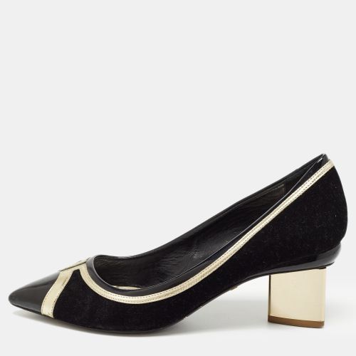 Nicholas Kirkwood Black/Gold Suede and Leather Pointed Toe Pumps Size 37 - Nicholas Kirkwood - Modalova