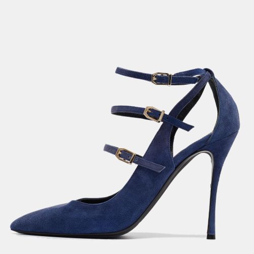 Nicholas Kirkwood Blue Suede Ruffle Buckle Pointed Toe Pumps Size 39 - Nicholas Kirkwood - Modalova