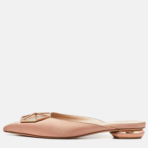 Nicholas Kirkwood Beige Satin Eden Crystals Embellished Flat Mules Size 38 - Nicholas Kirkwood - Modalova