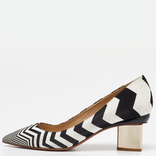 Nicholas Kirkwood White/Black Suede Pointed Toe Block Heel Pumps Size 37 - Nicholas Kirkwood - Modalova