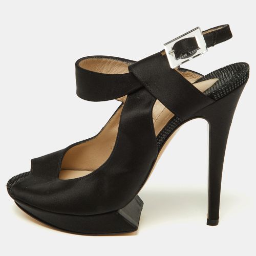 Nicholas Kirkwood Black Satin Platform Peep Toe Ankle Strap Sandals Size 38.5 - Nicholas Kirkwood - Modalova