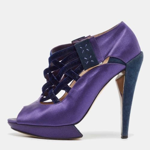 Nicholas Kirkwood Purple/Black Satin and Velvet Ankle Strap Sandals Size 38 - Nicholas Kirkwood - Modalova