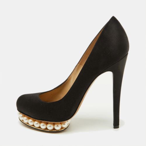 Nicholas Kirkwood Black Satin Faux Pearl Casati Platform Pumps Size 37 - Nicholas Kirkwood - Modalova