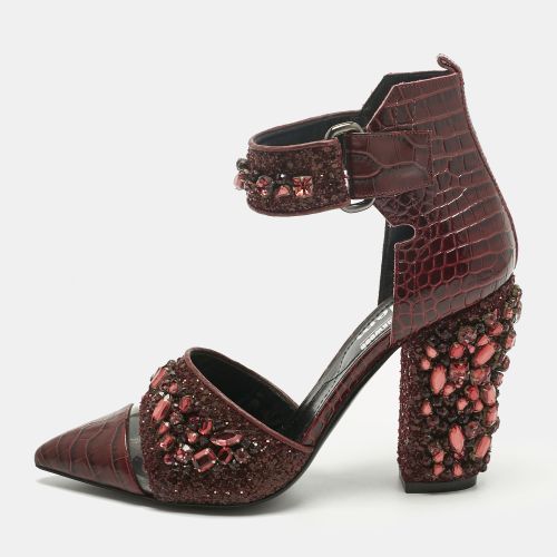 Nicholas Kirkwood Burgundy Croc Embossed and Crystal Embellished Pumps Size 36 - Nicholas Kirkwood - Modalova