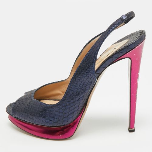 Size 38.5 Python Leather Peep Toe Slingback Pumps - Nicholas Kirkwood - Modalova