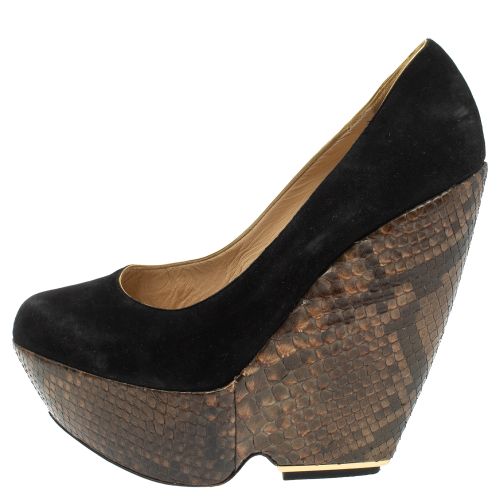 Suede And Python Leather Wedge Platform Pumps Size 39.5 - Nicholas Kirkwood - Modalova