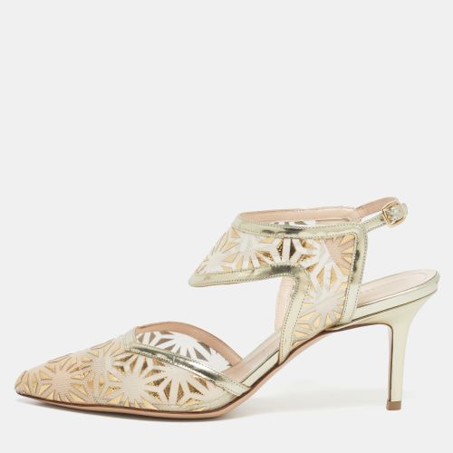 Nicholas Kirkwood Gold/Beige Leather and Mesh Leda Slingback Pumps Size 36 - Nicholas Kirkwood - Modalova