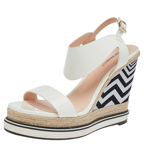 Nicholas Kirkwood White Patent Leather Wedge Espadrille Ankle Strap Sandals Size 39 - Nicholas Kirkwood - Modalova